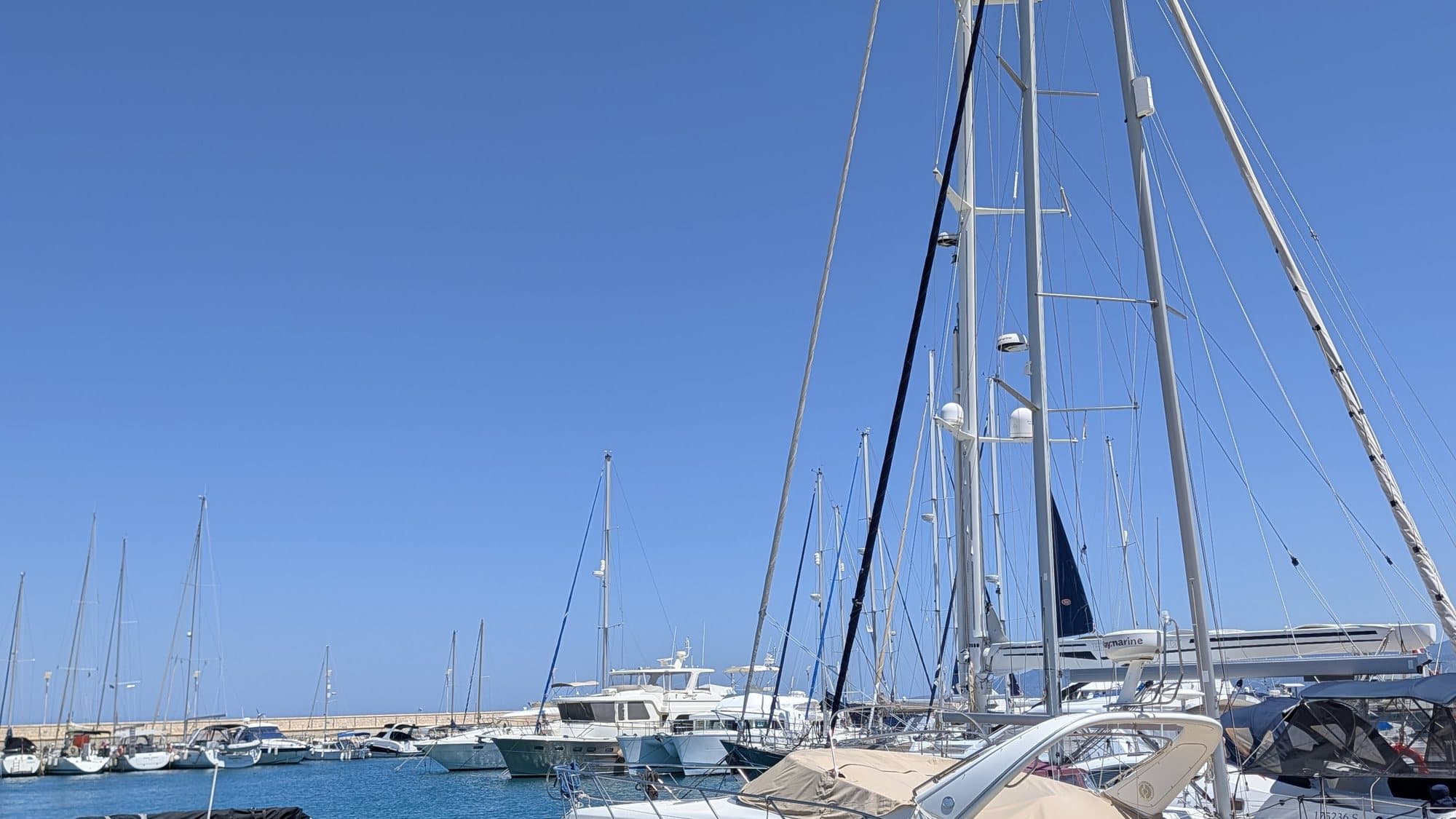 Fishing and sailing boats moored in Latchi harbour, Polis Chrysochous.