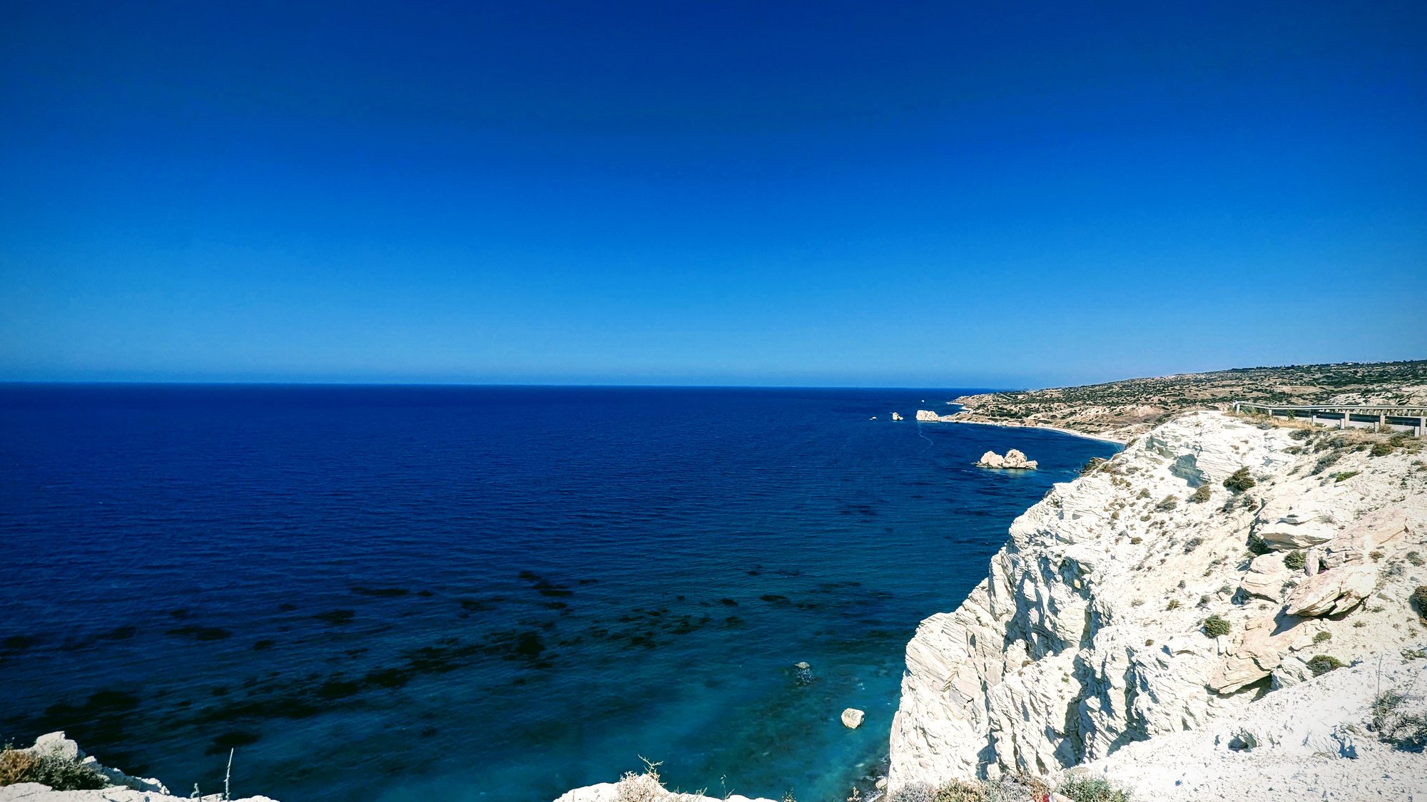 White cliffs over deep water